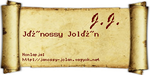 Jánossy Jolán névjegykártya